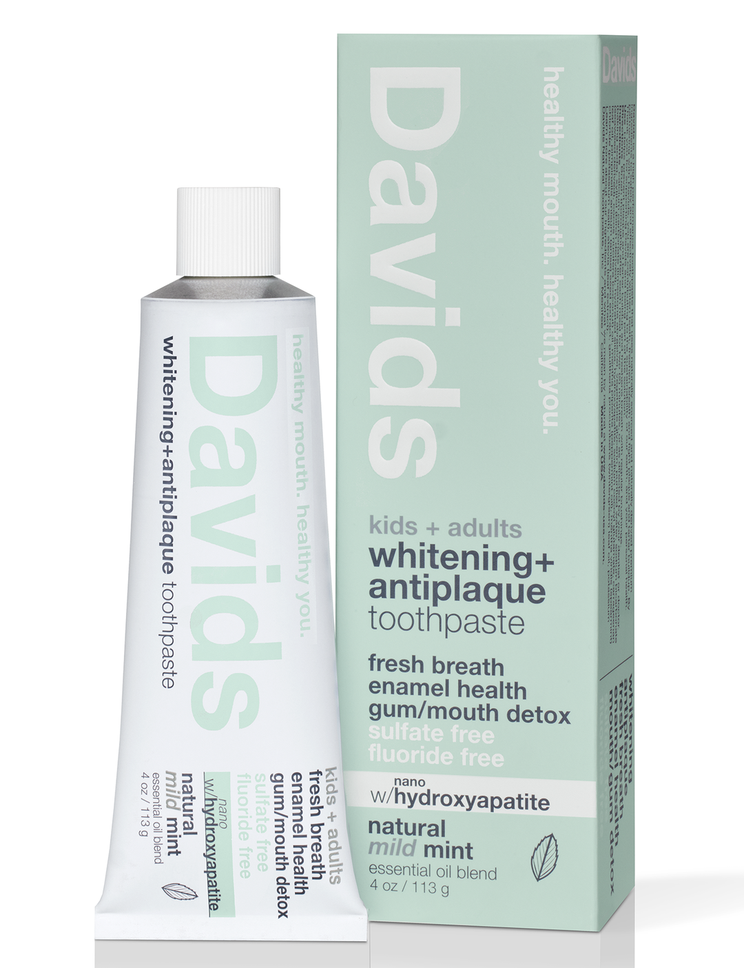 Davids kids + adults nano-hydroxyapatite premium toothpaste  /  mild mint / 4 oz