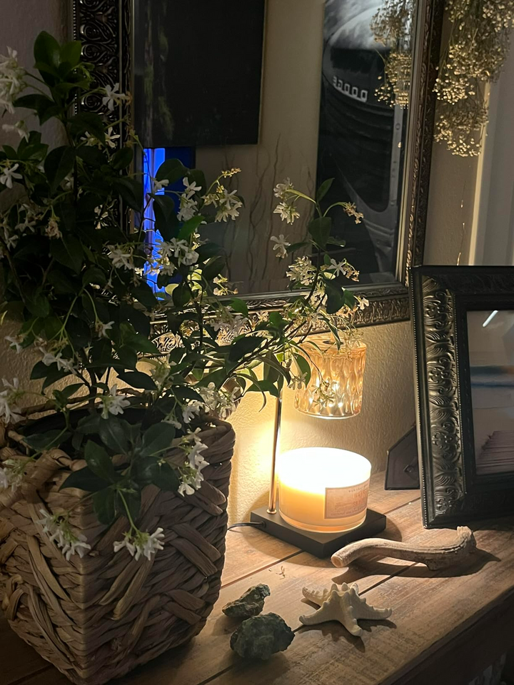 Candle Warmer Lamp With Timer And Dimmer - Amber Glass