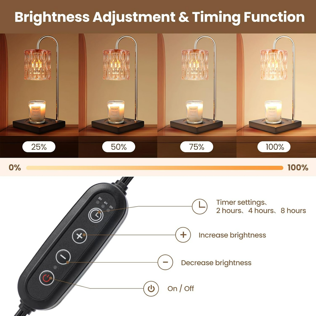 Candle Warmer Lamp With Timer And Dimmer - Amber Glass