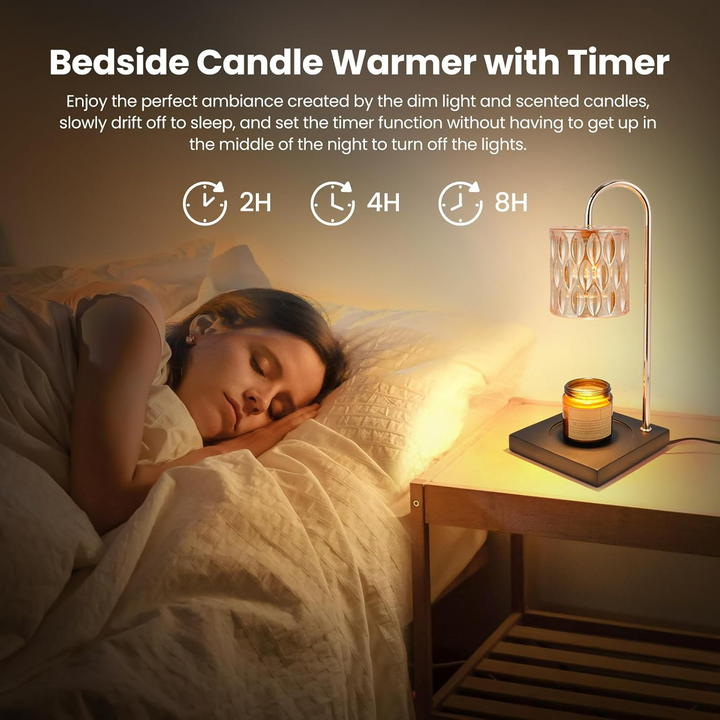 Candle Warmer Lamp With Timer And Dimmer - Amber Glass
