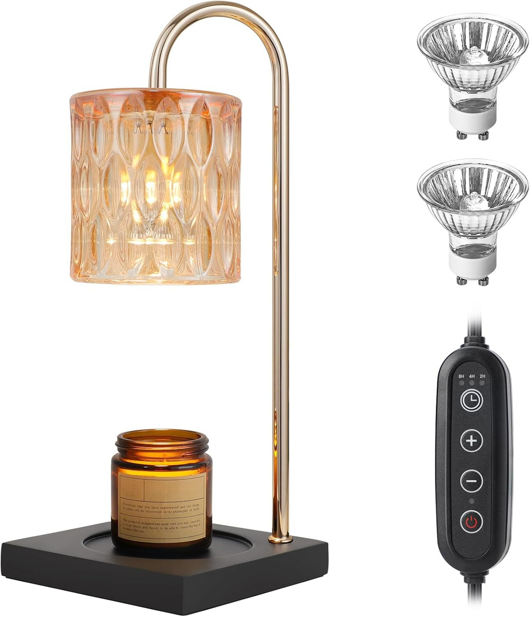 Candle Warmer Lamp With Timer And Dimmer - Amber Glass