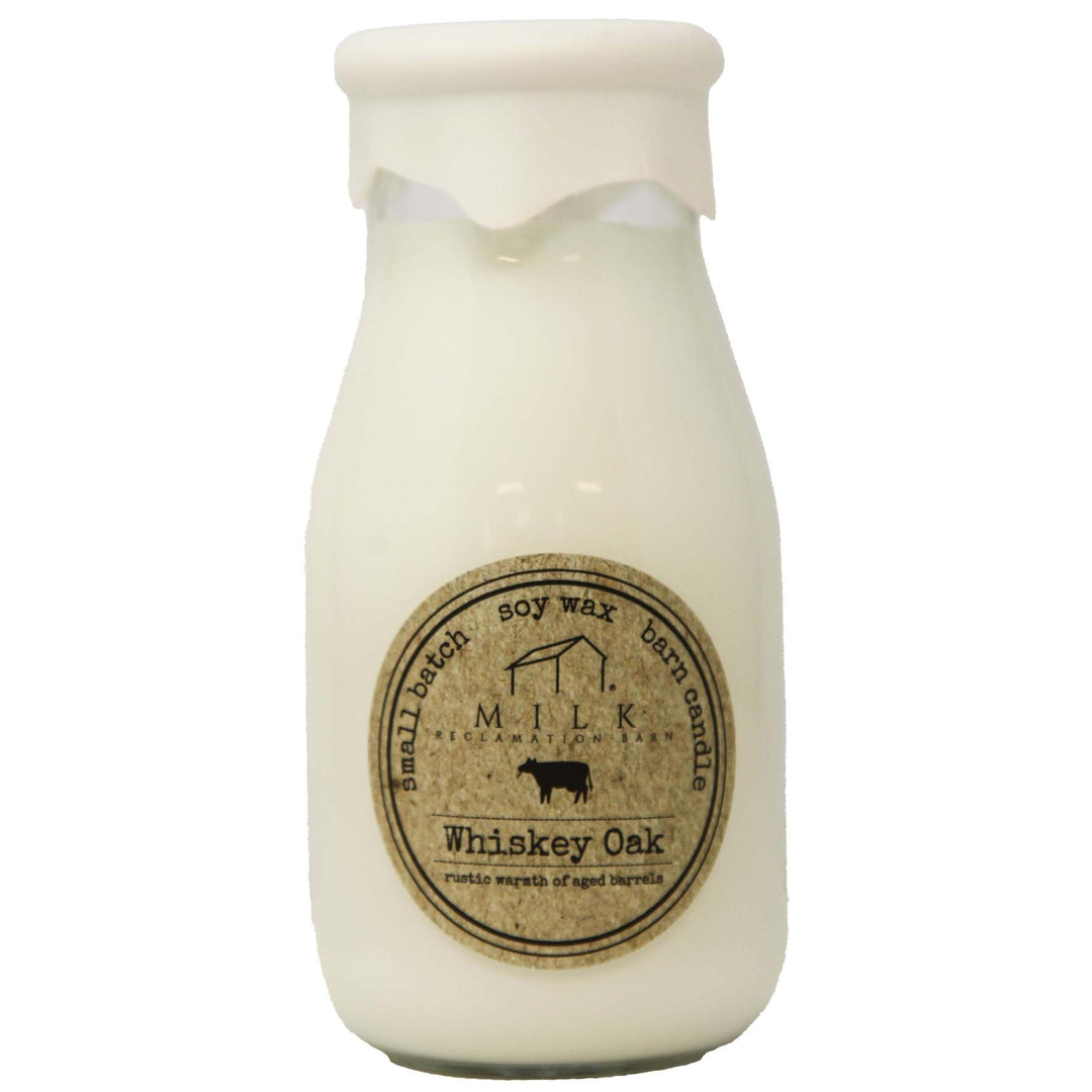 Milk Bottle Candle- Whiskey Oak